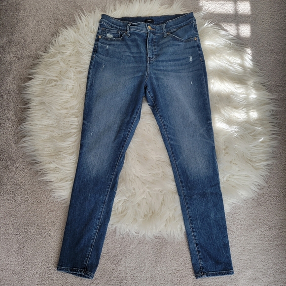 Express Mid Rise Dark Wash Skinny Jeans - Picture 2 of 12